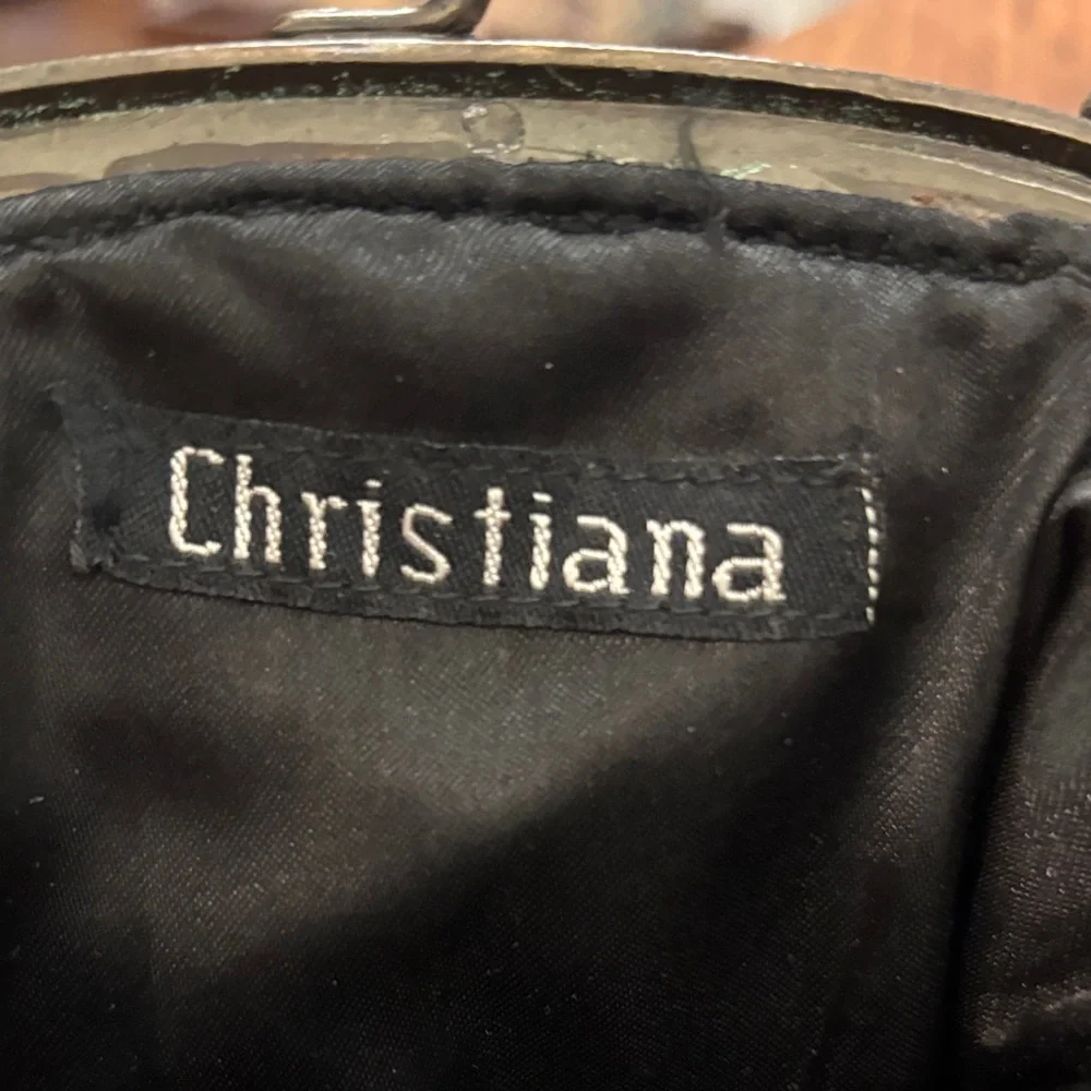 Vintage Christiana Black and Gold Floral Embroidered Clutch- beaded